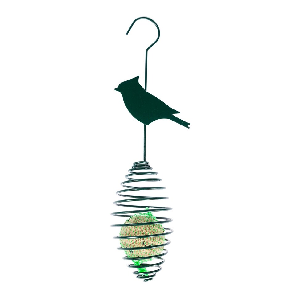 image 1 of Homescapes Metal Spring Bird Feeder with Bird Decoration, Chaffinch