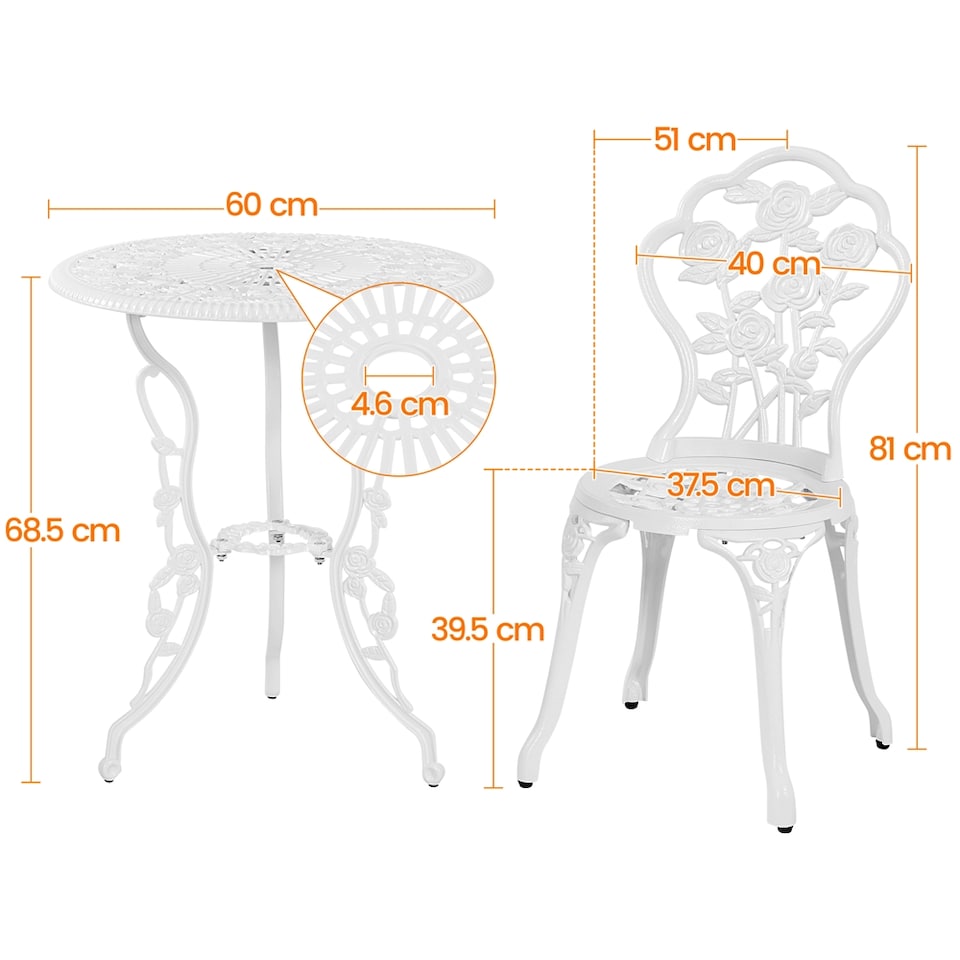 image 1 of Yaheetech 3 Piece Patio Bistro Table Set with Umbrella Hole-White | White | White | 1