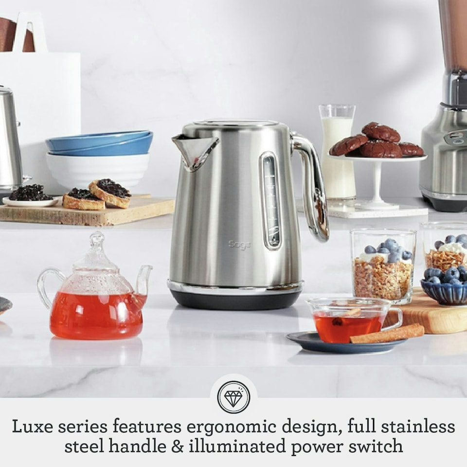 image 1 of Sage The Soft Top Luxe Quiet Electric Kettle, Fast Boil, Opens Softly, Elegant Design - 1.7 L Capacity, Cordless, 2400 W - Brushed Stainless Steel