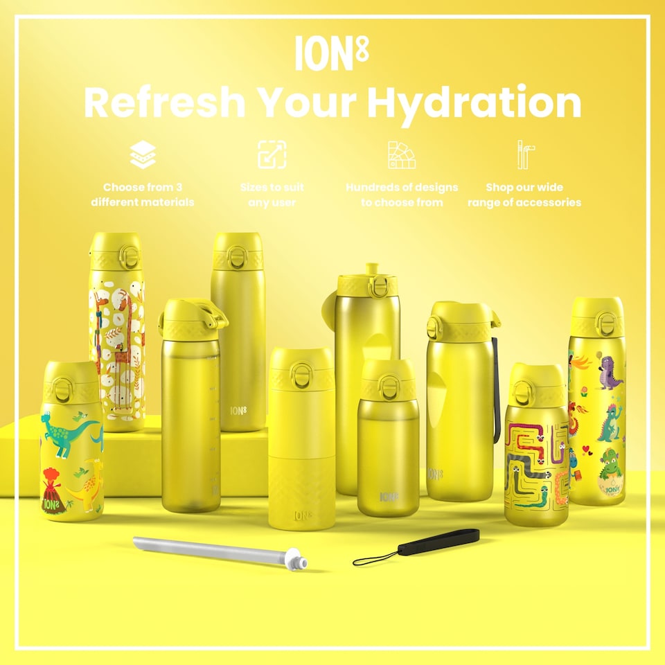 image 1 of Leak Proof 1 Litre Water Bottle, Stainless Steel, 1200ml (40oz) | Yellow | Yellow | One Size