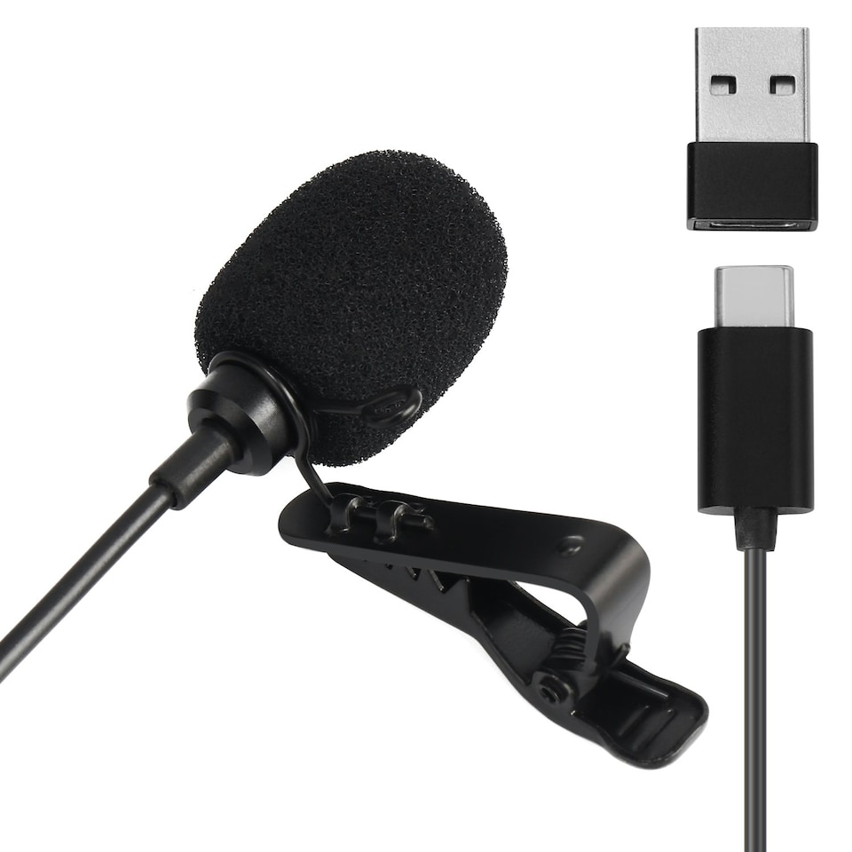 image 1 of USB-C Lavalier Lapel Microphone Clip-On Omnidirectional Recording - Daffodil MCP150