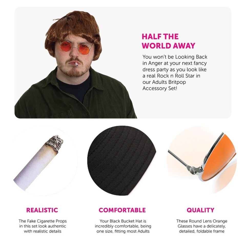 image 1 of Britpop Costume Set 7pc & Mic | Multi | One Size