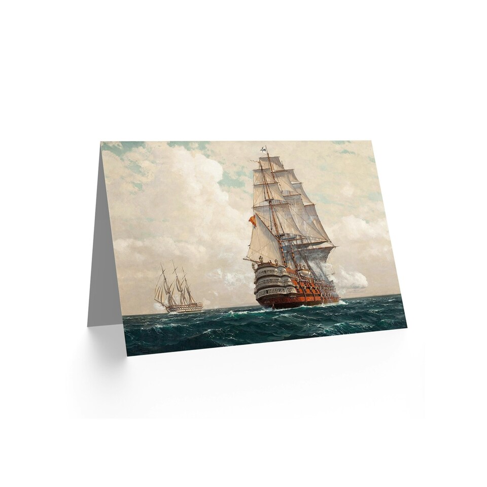 image 1 of Seascape Naval Diemer Ship At Sea Art Card
