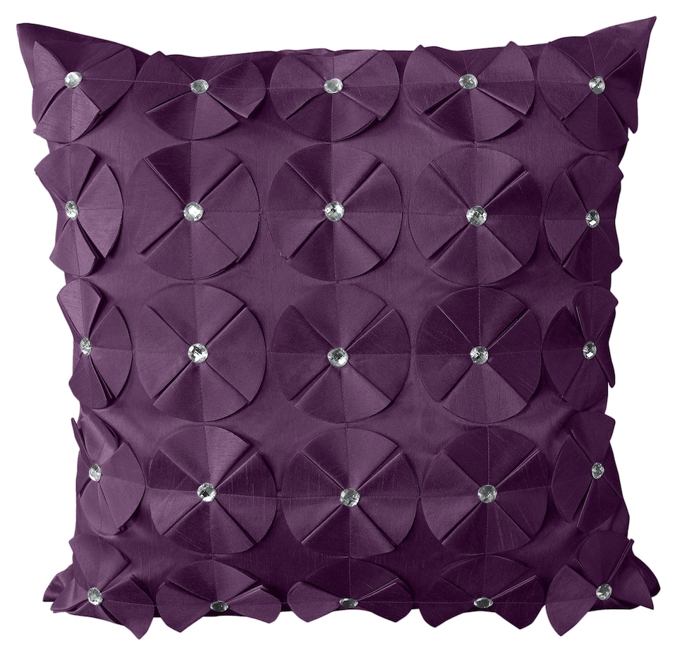 image 1 of 3D Petal Detail With Gem Stud Detail Cushion - 56cm x 56cm | Green | Lime