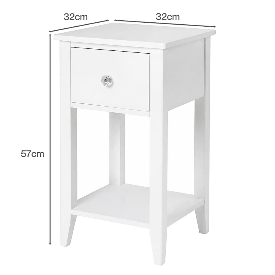image 1 of Levede Bedside Table Narrow Modern End Table Drawer & Shelf Bedroom White