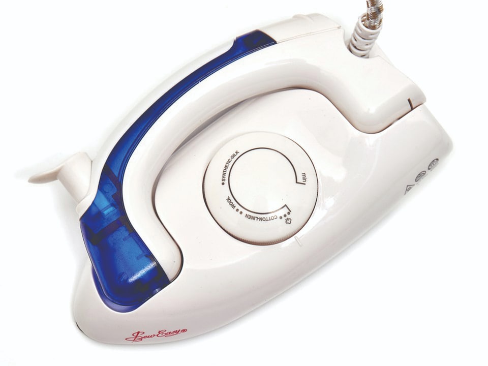image 1 of Sew Easy Travel Steam Iron - 700W Compact Portable Iron with Fold-Down Handle & Non-Stick Soleplate