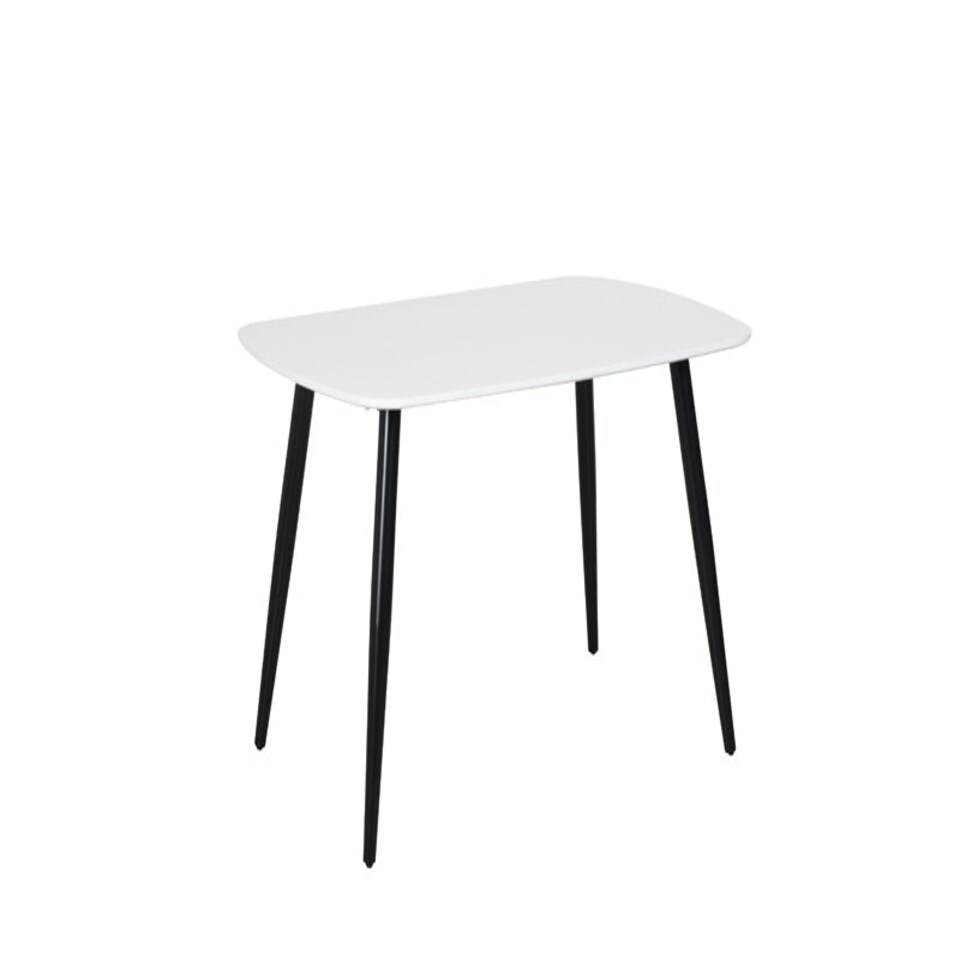 image 1 of Aspen Tapered Legs Rectangular Dining Table and 4 Curve Plastic Seat Chairs with Metal Legs - White - Flat Packed White