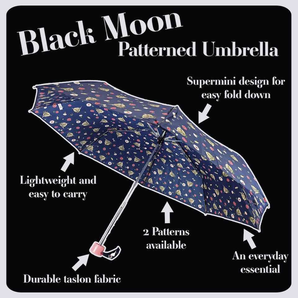 image 1 of Compact Supermini Umbrella Highland Cow Cats & Dogs Travel Rain Umbrella