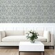 image 4 of World Of Wallpaper Folk Floral Textured Wallpaper - Soft Blue - 10m x 53cm Blue
