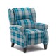 image 9 of Eaton Wing Back Fireside Checkered Fabric Pushback Recliner Chair (Blue)