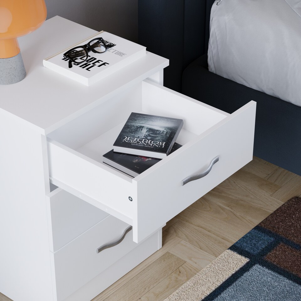 image 1 of Vida Designs Riano 3 Drawer Bedside Chest Cabinet Table Nightstand, White