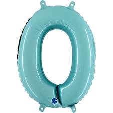 Number 0 Pastel Blue Air Fill Foil Balloon 35cm / 14 in