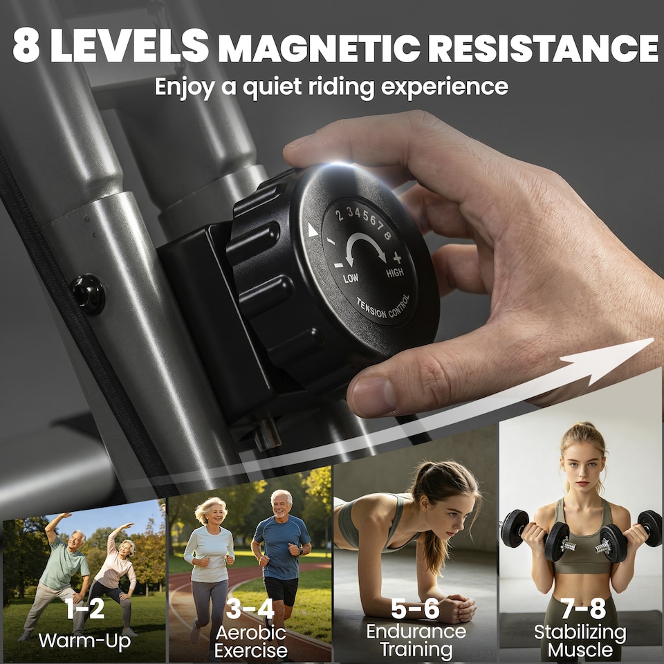 image 1 of SPORTNOW Folding Exercise Bike with Resistance Bands