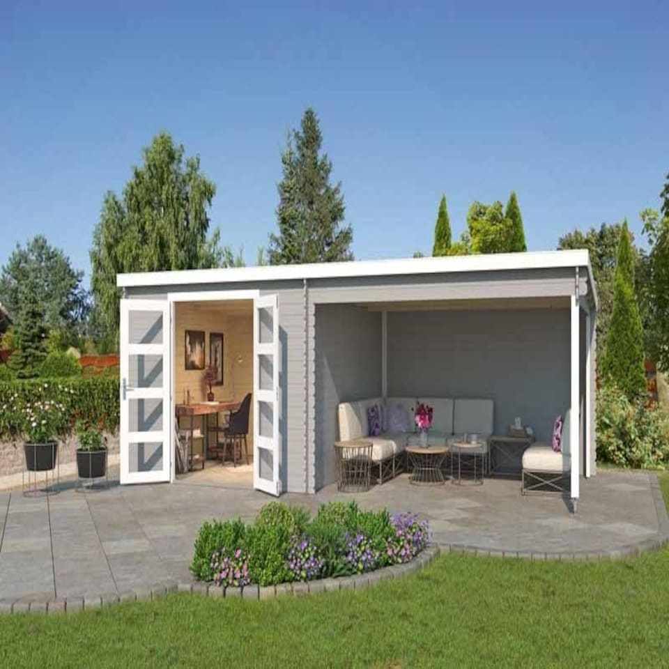 image 1 of New Orleans-Log Cabin, Wooden Garden Room, Timber Summerhouse, Home Office - L730 x W359.1 x H222.3 cm Brown