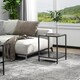 image 2 of HOMCOM Side Table with Tempered Glass Top, End Table with 2-Tier Storage, Black Black
