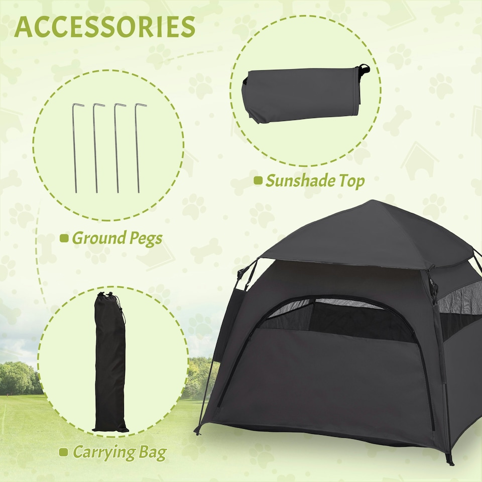 image 1 of PawHut Foldable Dog Cat Tent with Water-Resistant Oxford Cloth, Carry Bag