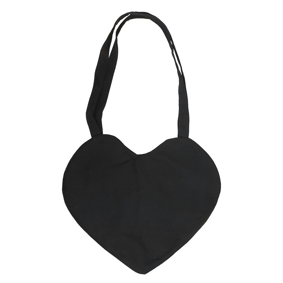 image 1 of Spiderweb Heart Satin Tote Bag Black
