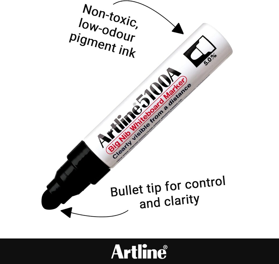 image 1 of Artline Big Nib Whiteboard Pens Bullet Tip 4 Pack Assorted