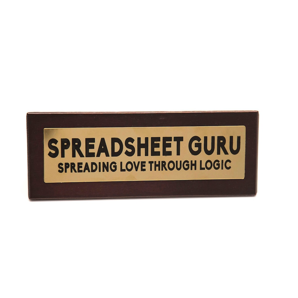 image 1 of Wooden Desk Sign - Spreadsheet Guru