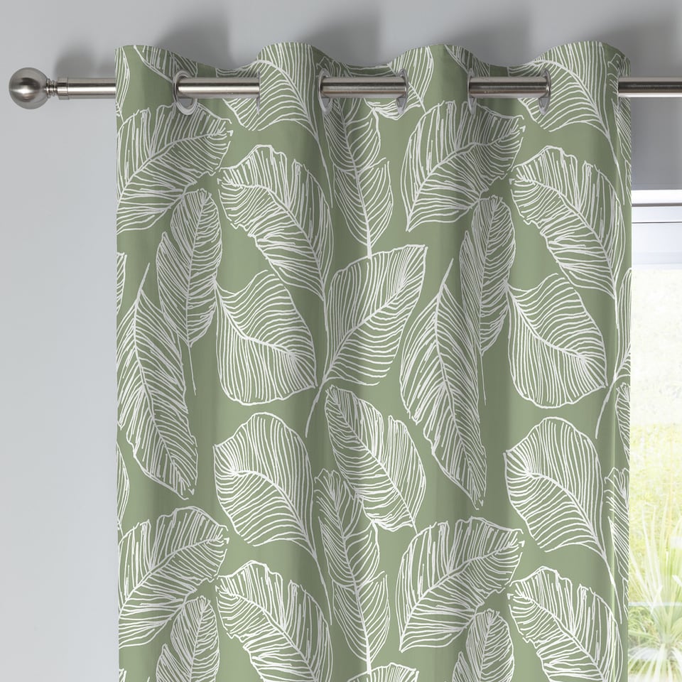 image 1 of Fusion Matteo Eyelet Curtains Green