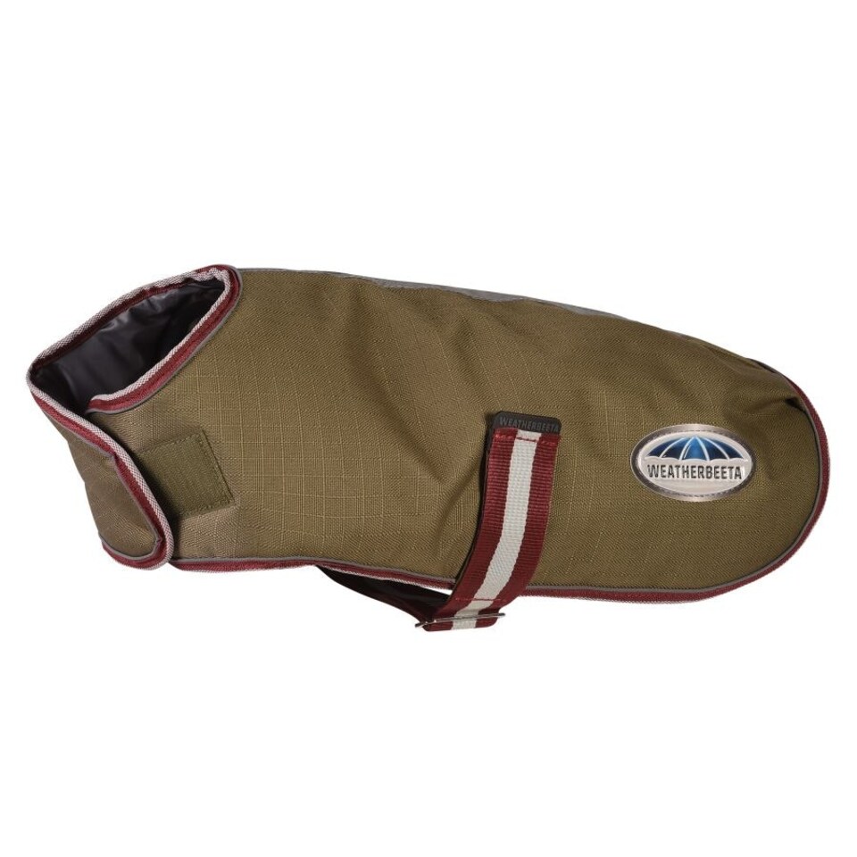 image 1 of Weatherbeeta Comfitec Premier Free Parka Midweight Dog Coat - Olive Green/Burgundy/White - Medium-25cm