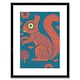 image 1 of Squirrel Colour Block Modern Folk Art Fun 9x7" Black Framed Wall Art Print