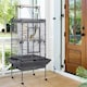 image 2 of Yaheetech 174 cm Tall Play Top Parrot Cage Metal Rolling Bird Cage Black
