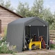 image 2 of Outsunny 9 x 7.5 ft Outdoor Garden Storage Shed, Waterproof Bike Tent with Double Rollup Zipper Door, Metal Frame, Portable Shed Shelter Carport for Motorcycle Garden Tools Dark Grey
