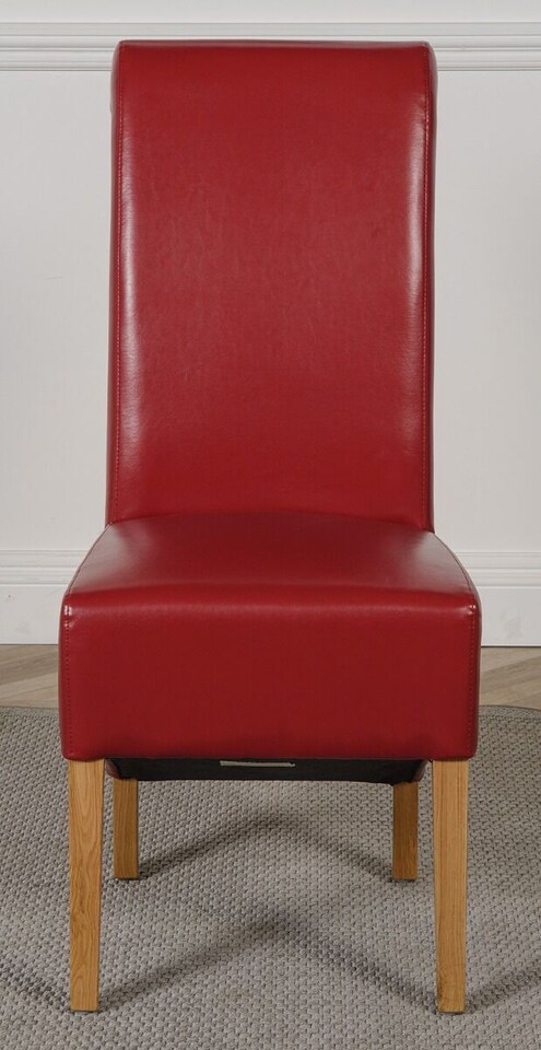 image 1 of Montana Leather Dining Chairs for Dining Room or Kitchen | Red | Red