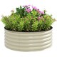 image 1 of Outsunny Galvanised Planter with Gloves, 120 x 120 x 43cm, Cream White Cream