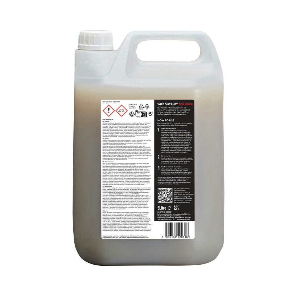 image 1 of Jenolite Back 2 Bare Metal Concentrated Rust Remover Gel - 5l