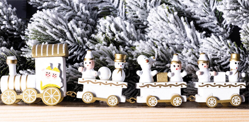image 1 of St Helens 20Cm Wooden Christmas Train Set Display