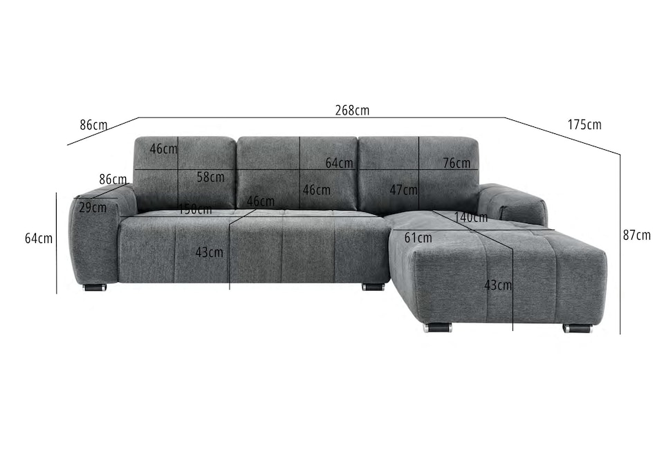 image 1 of The Capri 3 Seater Corner Sofa in Grey, Silver or Beige | Silver | One Size