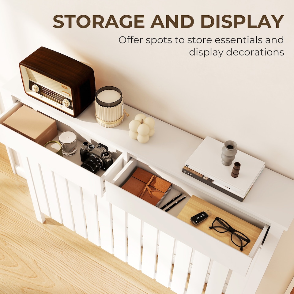 image 1 of HOMCOM Large Radiator Cover with Drawers and Vertical Slats