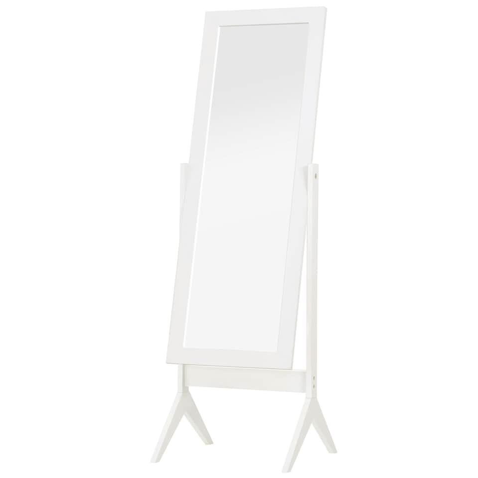 image 1 of HOMCOM Freestanding Dressing Mirror 148x47cm Adjustable Angle White Frame Home