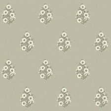 Sample of Posy Wallpaper in Cream on Organic Green | Green | Cream on Organic Green