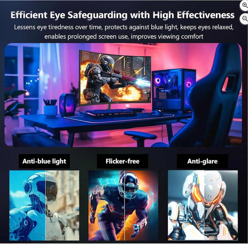 image 1 of Z-Edge 24 Inch Curved Gaming Monitor 200Hz 1ms MPRT, 16:9 Full HD 1080P LED Monitor, VA Panel,  FreeSync, HDMI & DisplayPort - Black | Black | 1