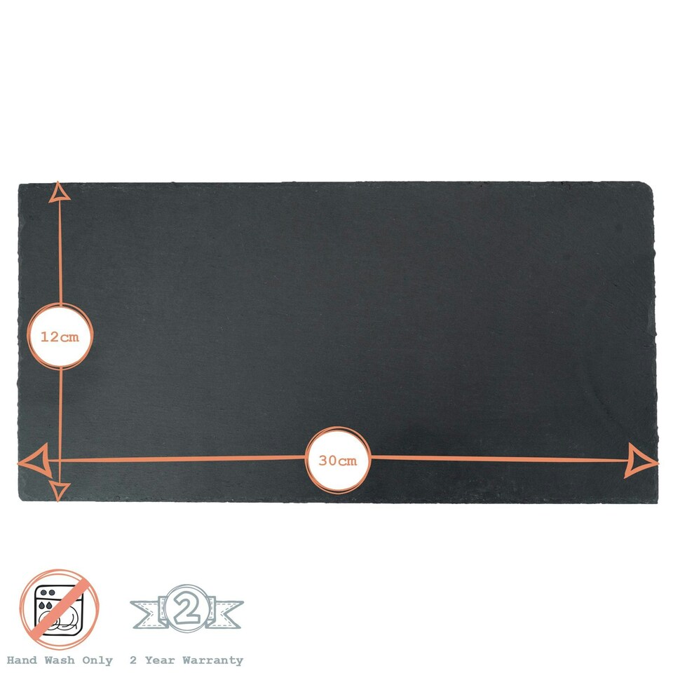 image 1 of Argon Tableware Rectangle Slate Dinner Plates - 29 x 12cm - Pack of 6 Grey