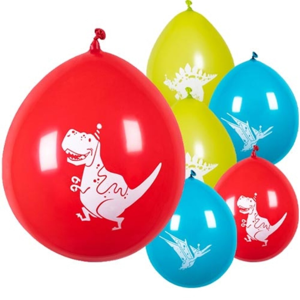 Assorted Dinosaur Fun Party Air Fill Latex Balloons 25cm / 10 in - Pack of 6