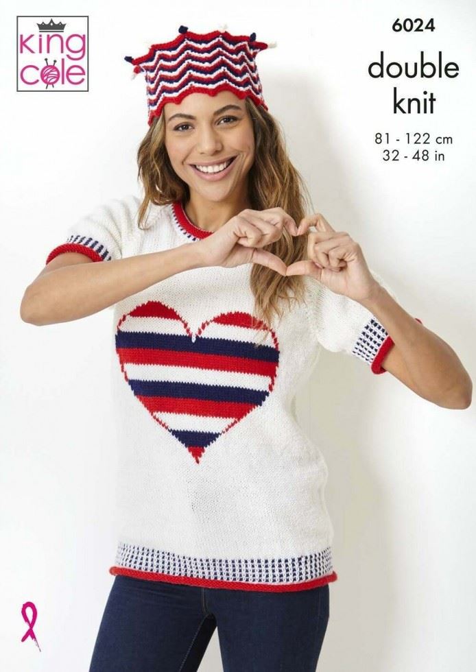 King Cole Merino Blend DK Knitting Pattern 6024, Sweaters, Slipovers and Headwear for Women and Men - 32 - 54 Inches