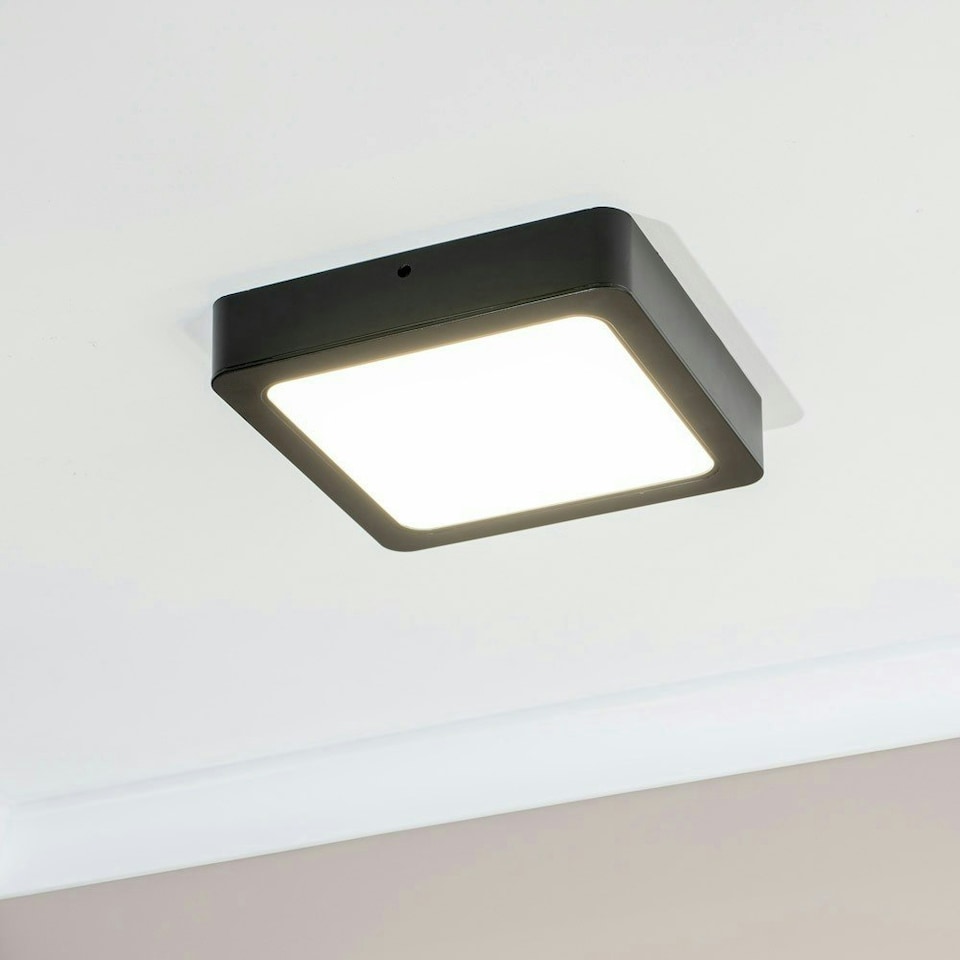 image 1 of ValueLights Lacey Black Square IP44 Bathroom Flush or Recessed Integrated LED Ceiling Light