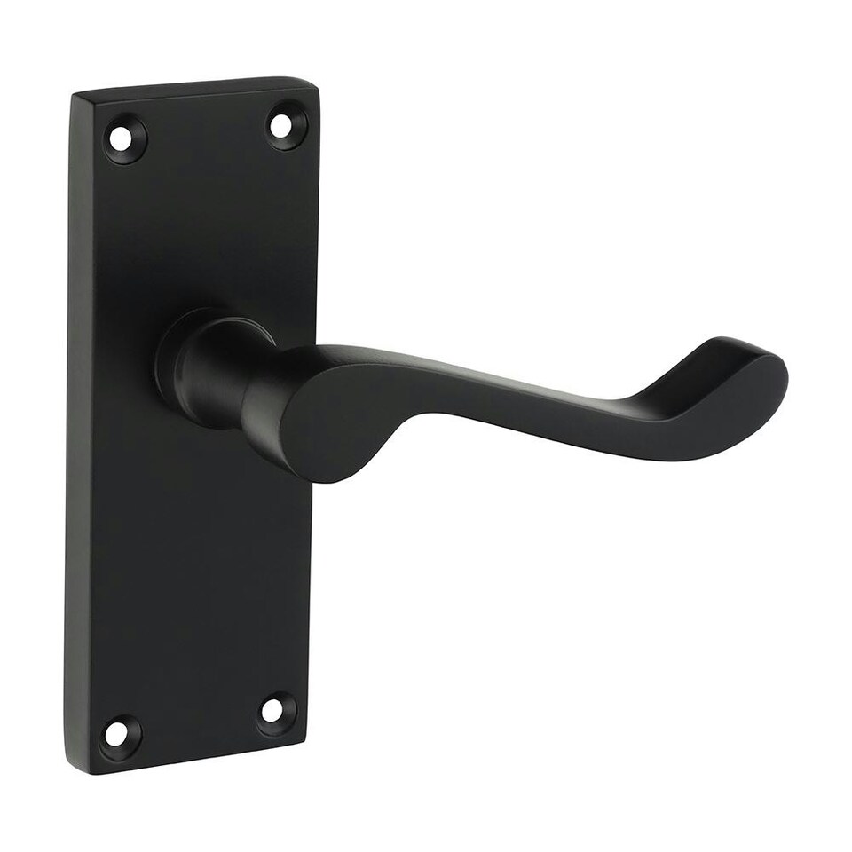 Timco - Victorian Scroll Latch Handle - Matt Black (Size 114 x 42 - 2 Pieces) Black