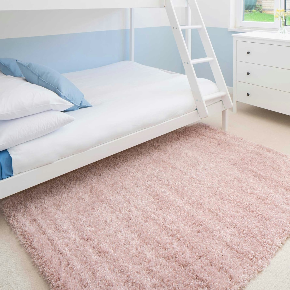 image 1 of KUKOON Blush Pink Deep Pile Shaggy Living Room Area Rug 240cm x 330cm