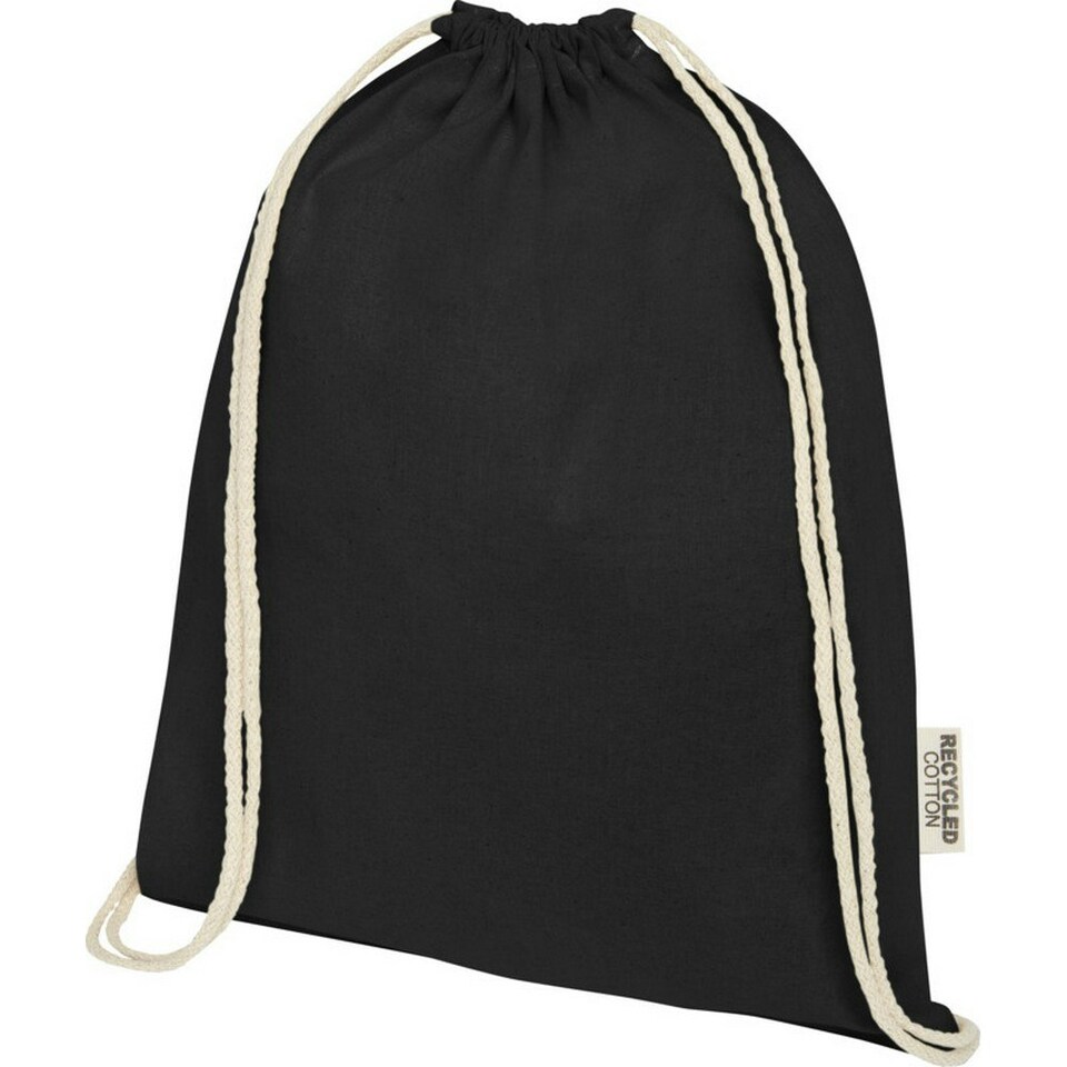 image 1 of Oregon Recycled Cotton Drawstring Bag - Solid Black - One Size Black | One Size