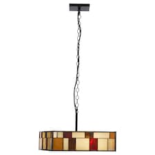 Interiors by Premier Rustic Bronze Square Ceiling Light, Multicoloured Glass Pendant Light For Living Room, Textured Shade Multi