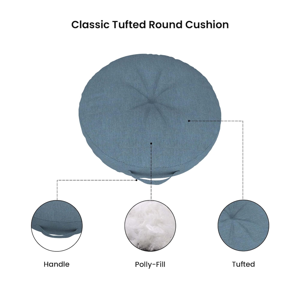 image 1 of Covers&All Sunbrella Round Seat Cushion with Handle, Plush Outdoor Pillows and Chair Cushions, 24 x 5, Spectrum Denim
