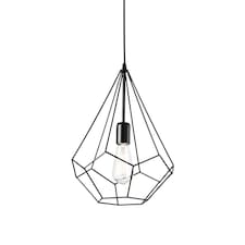 Ampolla 1 Light Ceiling Pendant Matt Black Cage Style, E27