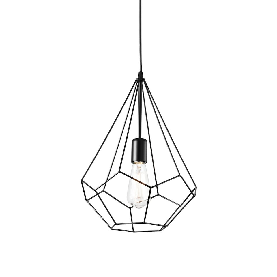 image 1 of Ampolla 1 Light Ceiling Pendant Matt Black Cage Style, E27