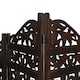 image 3 of 4 Panel Heavy Duty Carved  Screen Wooden Gamla Design Room Divider Dark Brown 200 x 180 cm | Brown | Dark Brown | 200 x 180 cm