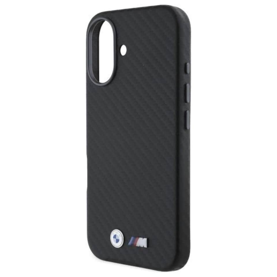 image 1 of BMW M Series Carbon Wrapped Metal Logo Hardcase for iPhone 16 6.1 Black - BMHCP16S23PUFWC